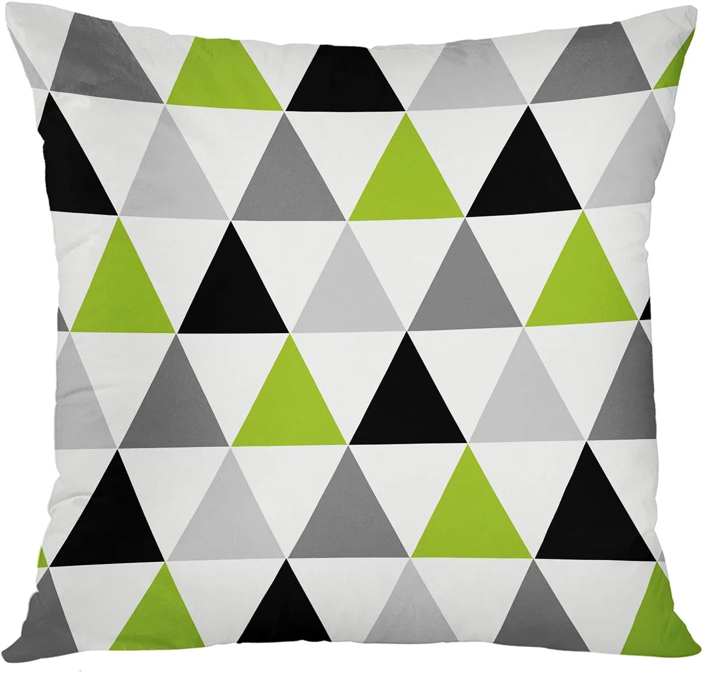 ArtSocket Set of 4 Throw Pillow Covers Green Black Lime Mosaic Pattern Gray Grey White Retro Triangles Geometric Decorative Pillow Cases Home Decor Square 18x18 Inches Pillowcases