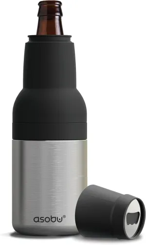 Asobu Frosty Beer Holder 2 Go Vacuum Insulated Double Walled Stainless Steel Beer Can and Bottle Cooler with Beer Opener Eco Friendly and Bpa Free (Silver)