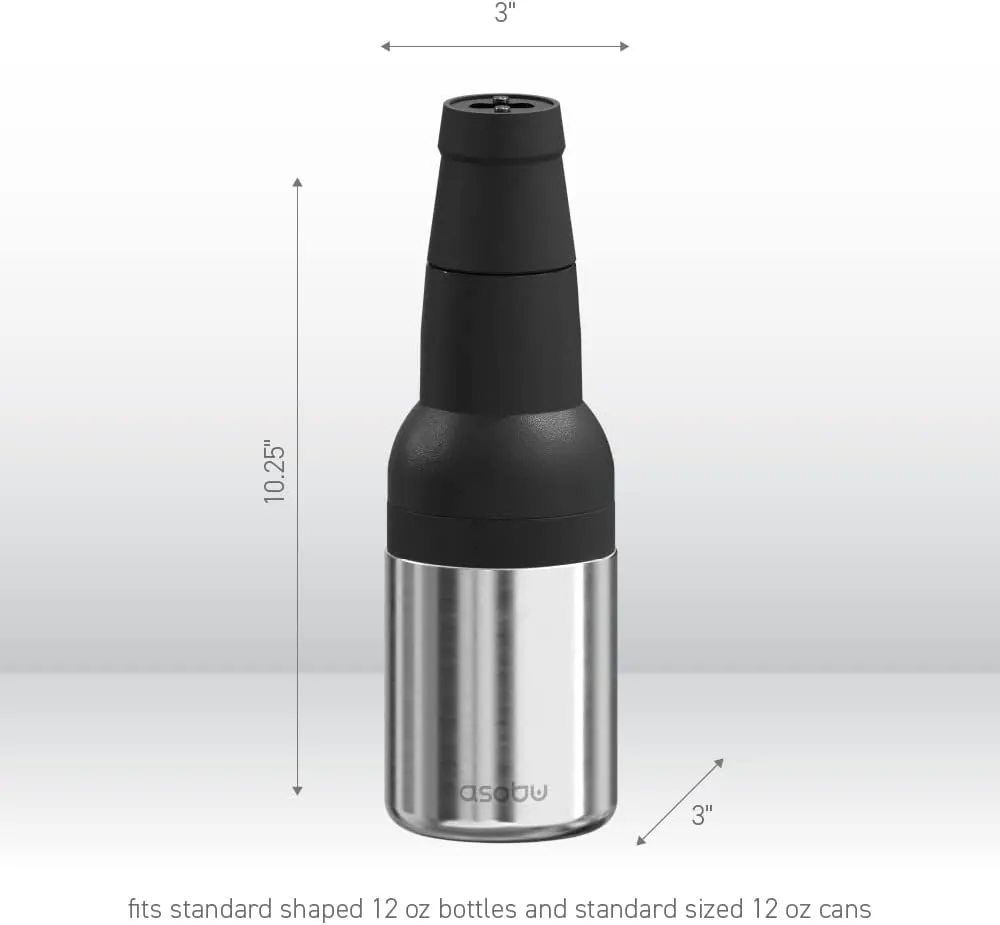 Asobu Frosty Beer Holder 2 Go Vacuum Insulated Double Walled Stainless Steel Beer Can and Bottle Cooler with Beer Opener Eco Friendly and Bpa Free (Silver)