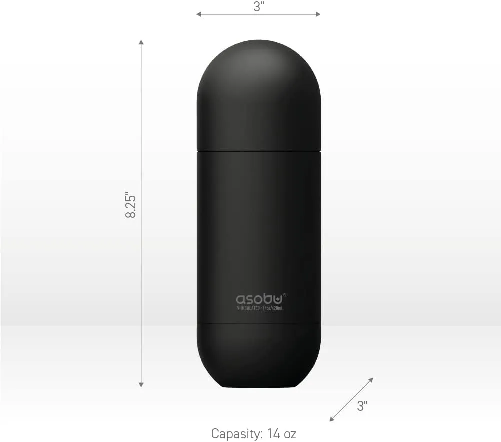 Asobu Orb Stainless Steel Double Wall Insulated Travel Water Bottle – Lid Doubles as a Cup 14 Ounce (Red)