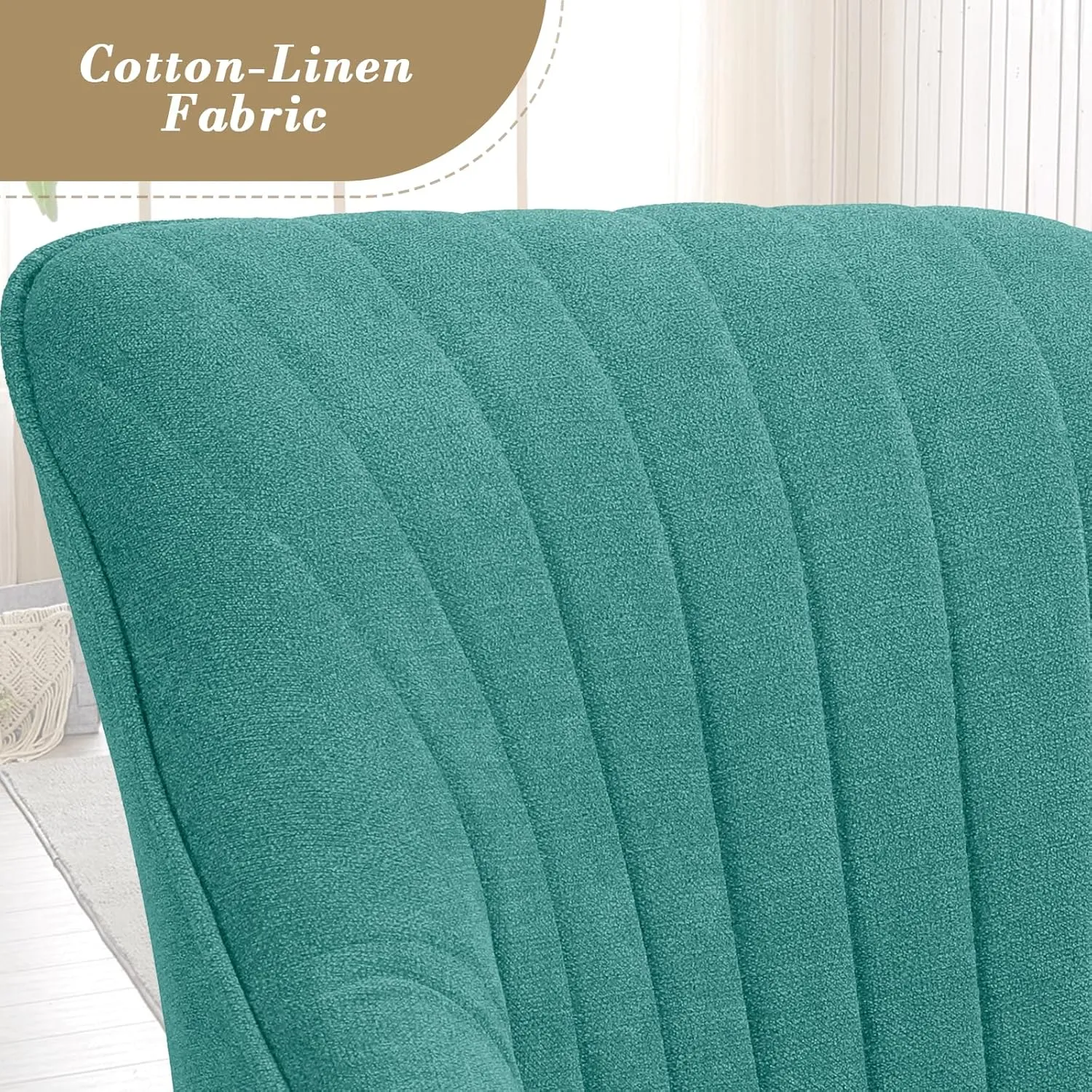 Athena Collection Modern Green Linen Upholstered Swivel Armchair, Comfortable Office Desk Chair, 360 Swivel, Ergonomic Design