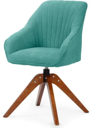 Athena Collection Modern Green Linen Upholstered Swivel Armchair, Comfortable Office Desk Chair, 360 Swivel, Ergonomic Design