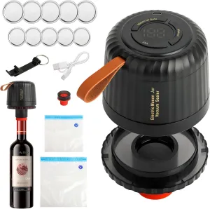 Auto Stop Mason Jar Vacuum Sealer Kit, Electric Canning Vacuum Sealer Equipment, Rechargeable Sealer Kit for Wide Mouths and Regular Mouths Mason Jars, Vacuum Sealer for Can, Dry Food Storage