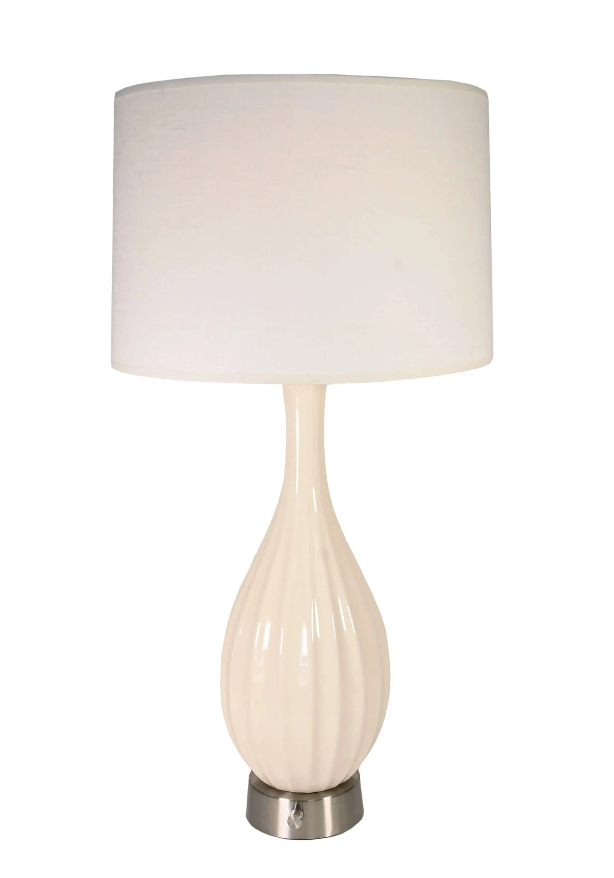 Ava Ivory Ceramic on Nickel - Mini Base Cordless Lamp -  Made in the USA