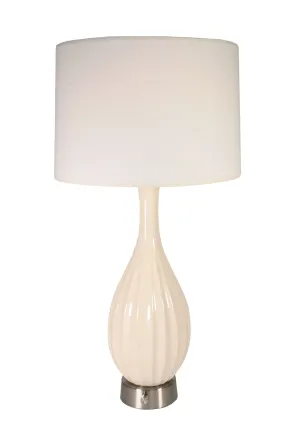 Ava Ivory Ceramic on Nickel - Mini Base Cordless Lamp -  Made in the USA
