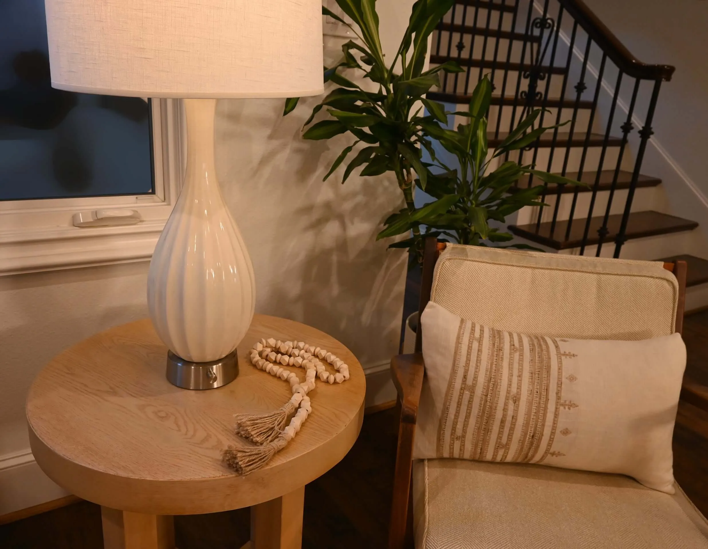 Ava Ivory Ceramic on Nickel - Mini Base Cordless Lamp -  Made in the USA