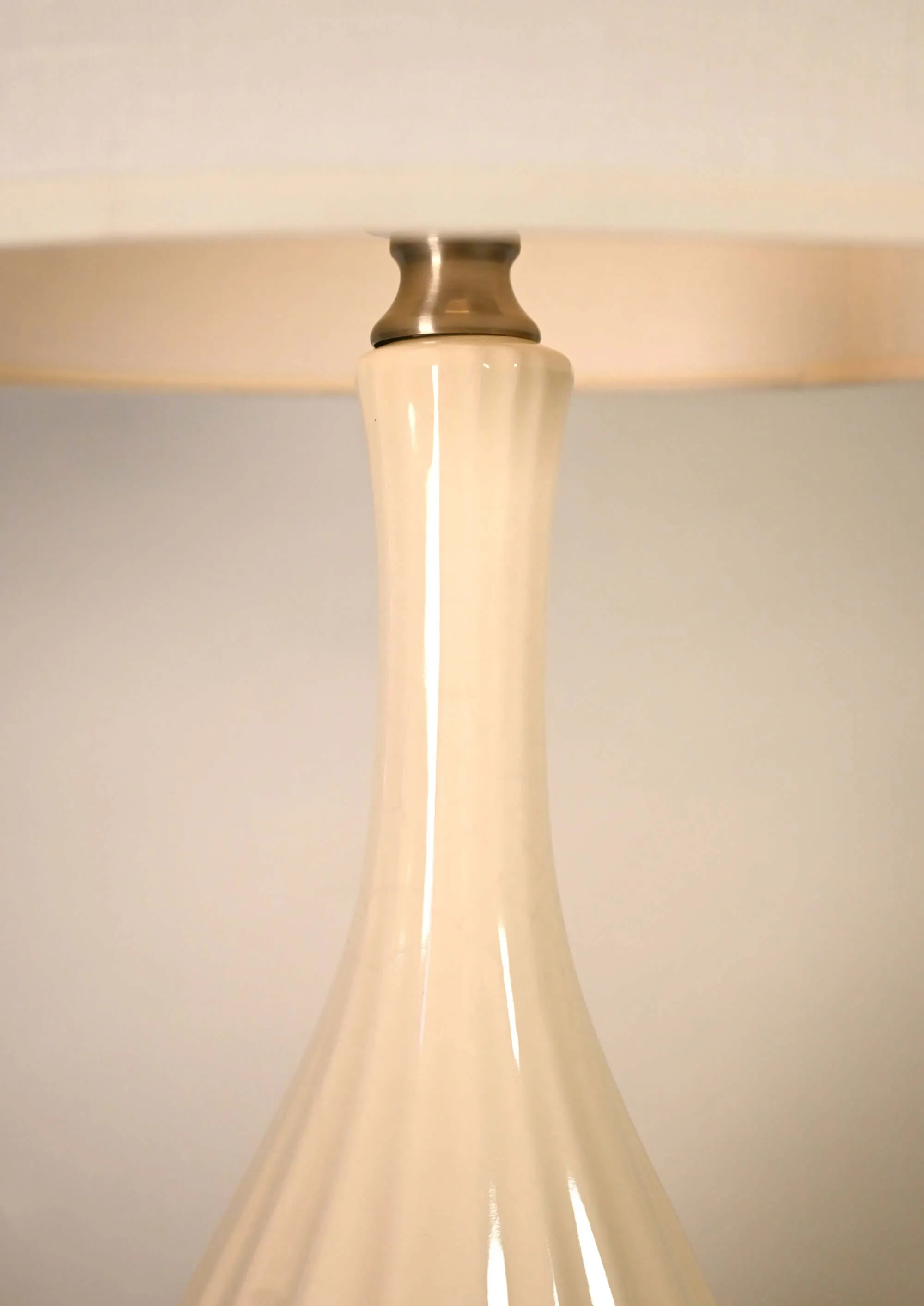 Ava Ivory Ceramic on Nickel - Mini Base Cordless Lamp -  Made in the USA