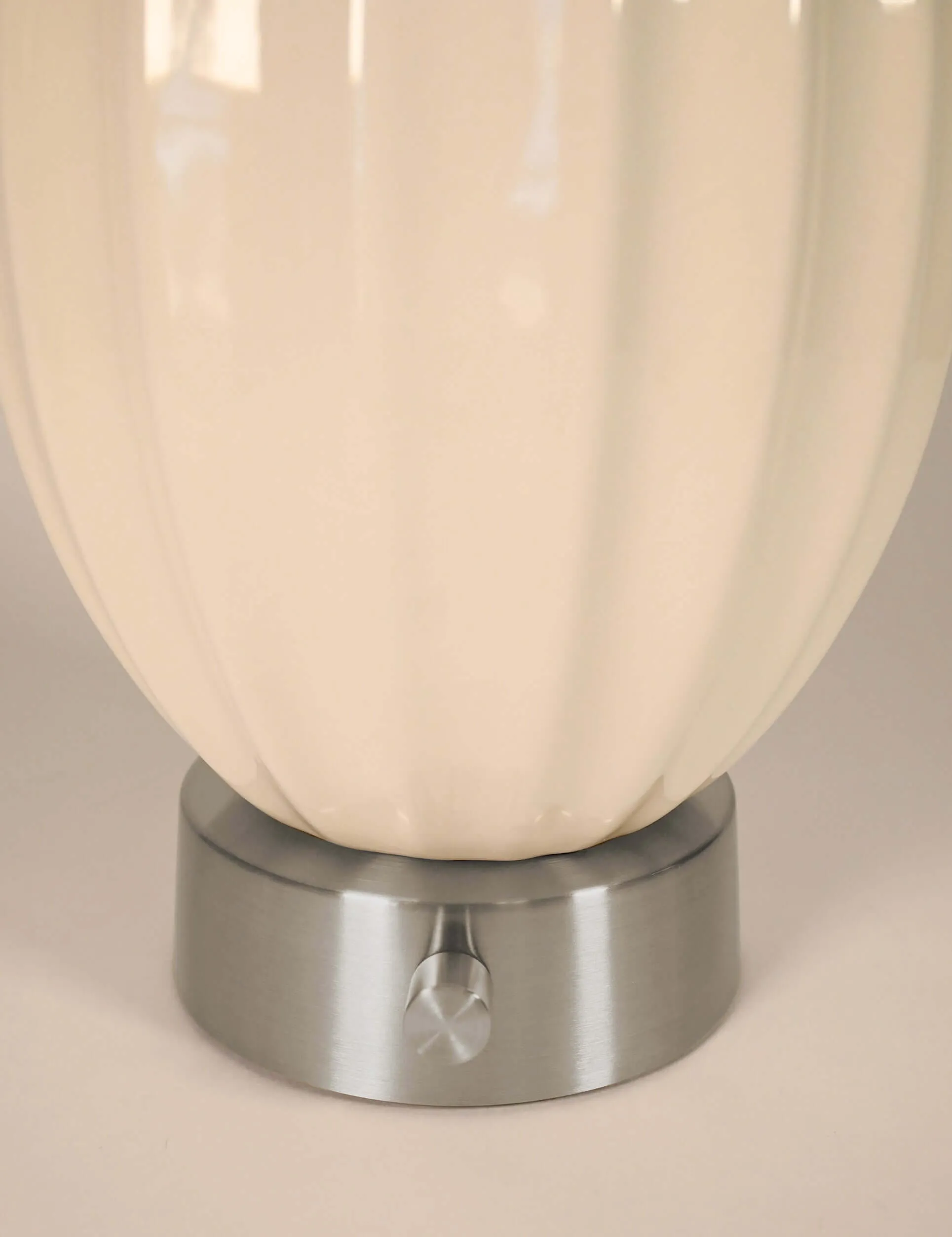 Ava Ivory Ceramic on Nickel - Mini Base Cordless Lamp -  Made in the USA