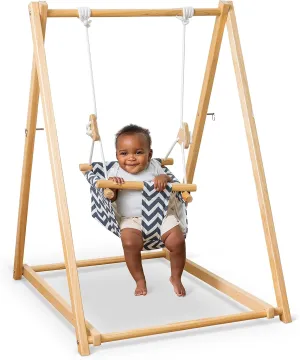 Avenlur Spruce Baby and Toddler Swing with Stand - Foldable Baby Swing - with Seat Belt and Padded Pillow - Free Standing Toddler Swing for Children 6 Months to 3 Years - Montessori and Waldorf Style
