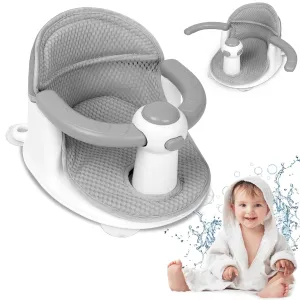 Baby Bath Seat for Babies 6 Months & up, Sure & Secure Suction Cups, Non-Slip Baby Bath Seat, Detachable, Safe & Comfortable Baby Bath Support, Sit Up Bath Seat for Baby (Grey)
