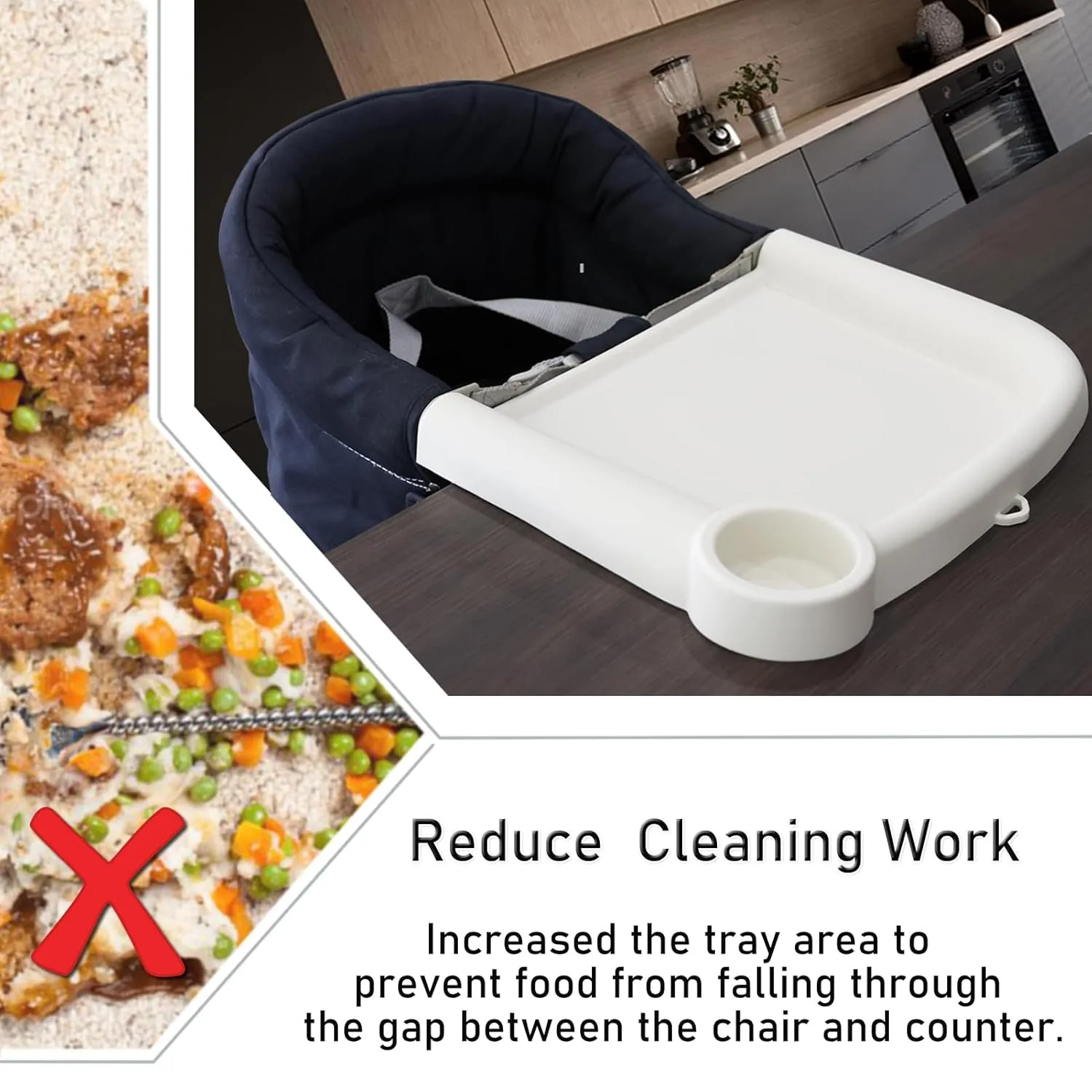 Baby Dining Tray Compatible with Inglesina Fast Table Chair Silicone Baby Feeding Tray for Clip-On Fast Table Chair Dishwasher Safe BPA Free Silicone Removable Dining Tray Accessory -White