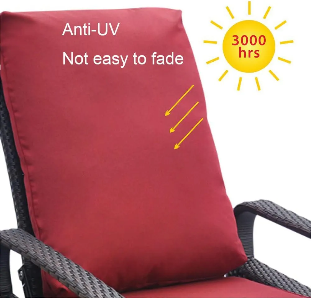 Babylon Dual-use Indoor/Outdoor Wicker Adjustable Recliner Chair, Patio Relaxing Lounge Rattan Armchair with Cushions (Brown Wicker red Cushion)
