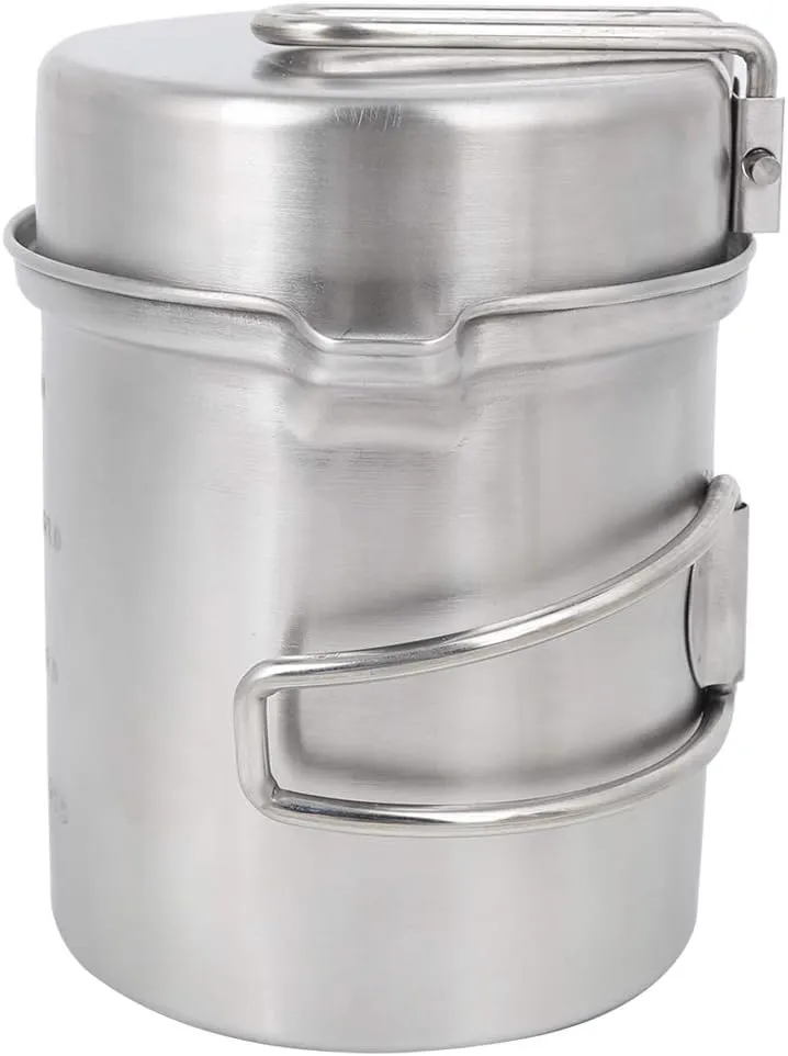 Backpacking Camping Cookware Mini Picnic Camping Cooking Mess Kit, Outdoor Portable Stainless Steel Accessories Set Pot Cooker for Camping Gear Hiking