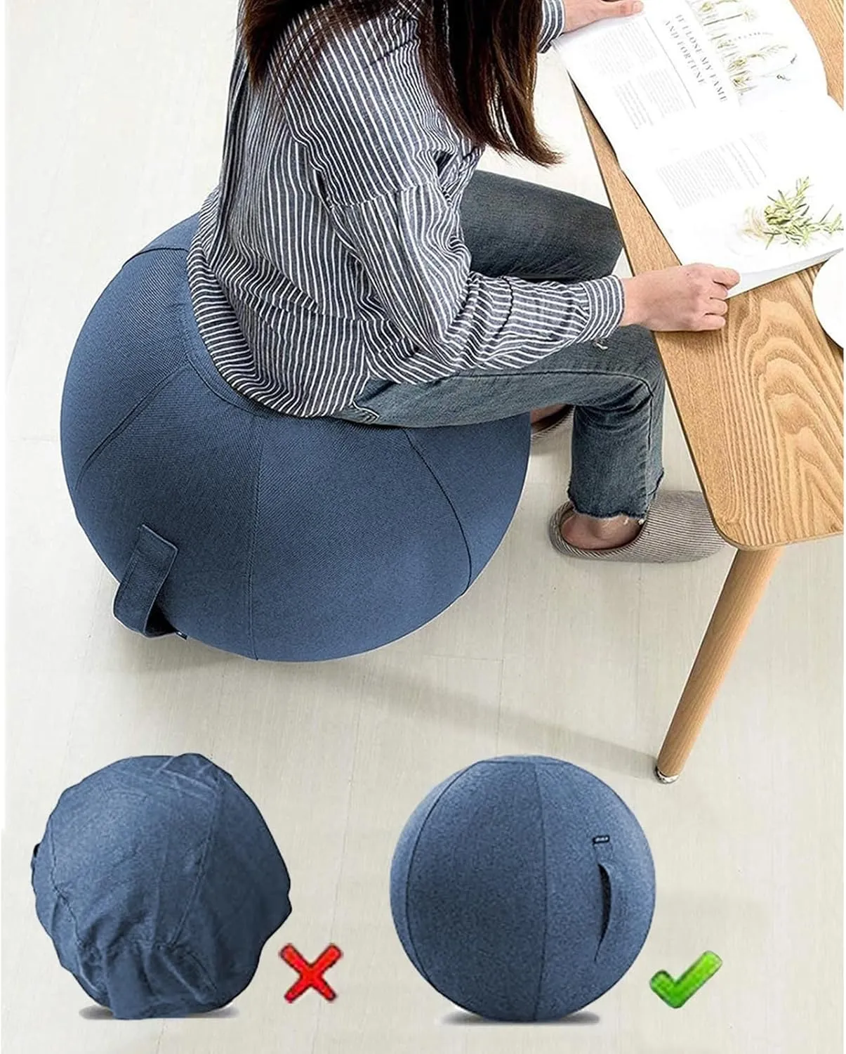 Balance Ball Cover Exercise Ball Cover Sitting Ball Cover Yoga Ball Accessories Sitting Ball Chair Protection for Fitness Yoga Ball Gym Training Foldable Lightweight(no Ball)