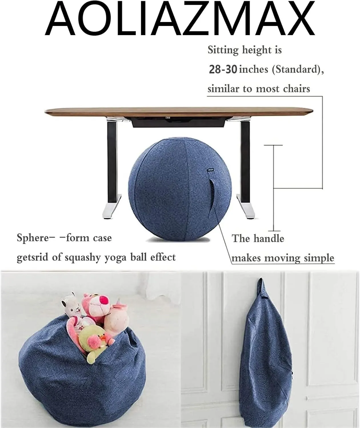 Balance Ball Cover Exercise Ball Cover Sitting Ball Cover Yoga Ball Accessories Sitting Ball Chair Protection for Fitness Yoga Ball Gym Training Foldable Lightweight(no Ball)