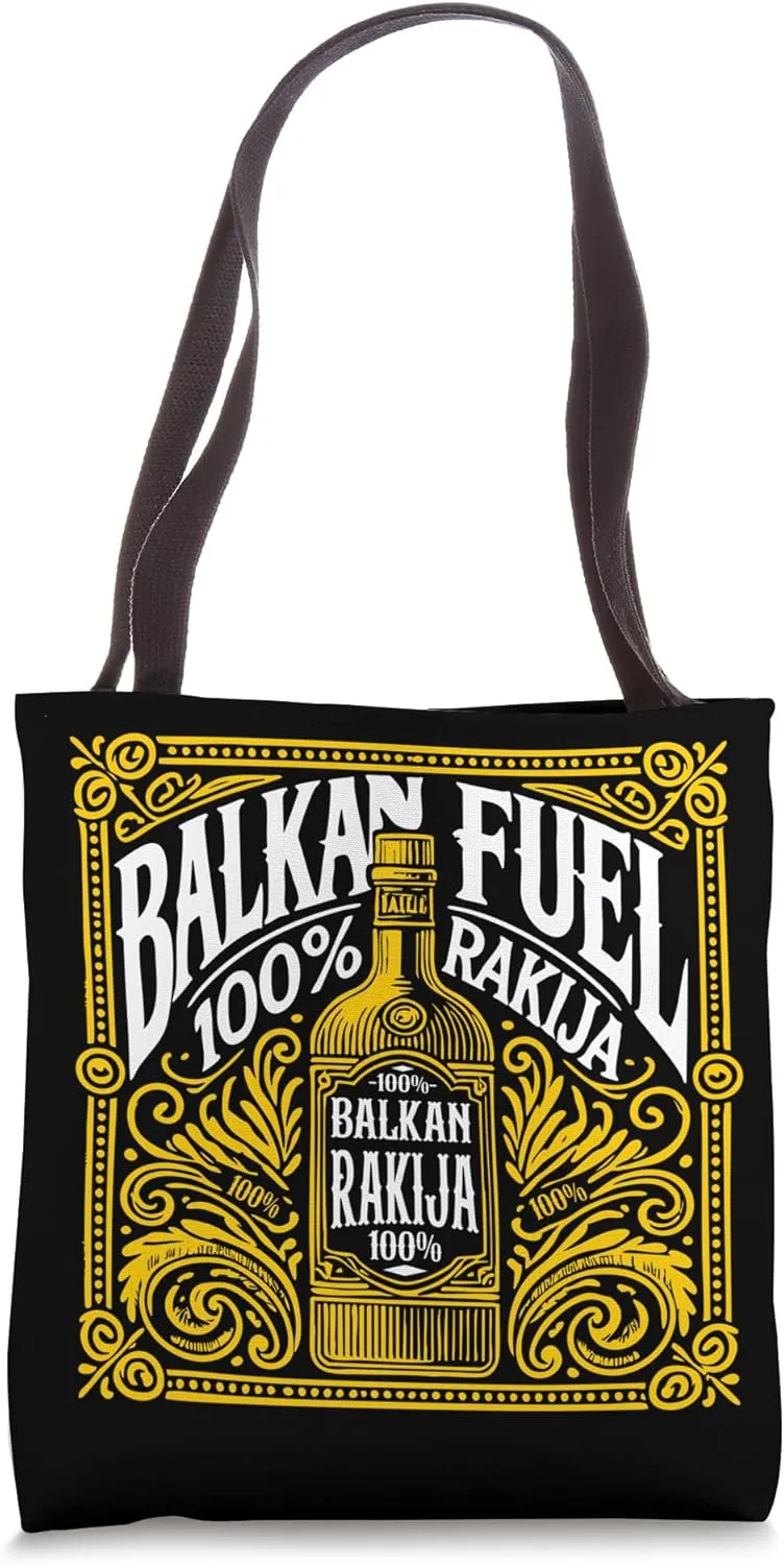 Balkan Fuel 100% Rakija Vintage Bottle Design Tote Bag
