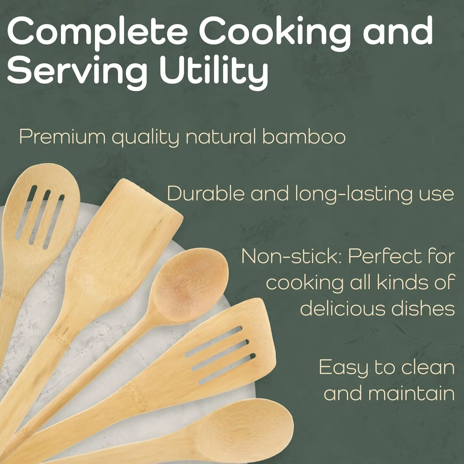 Bamboo Serving/Cooking Utensils - B24-22" Cooking Spoon - 5 Pieces