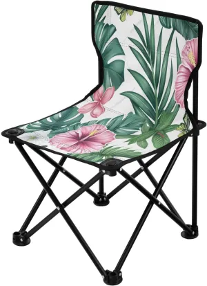 Banana Leaf Portable Outdoor Folding Chair Anti-Slip Padded Oxford Cloth Stool Camping Chair Small for Beach Hiking Fishing Gardening Quad Camp Chair