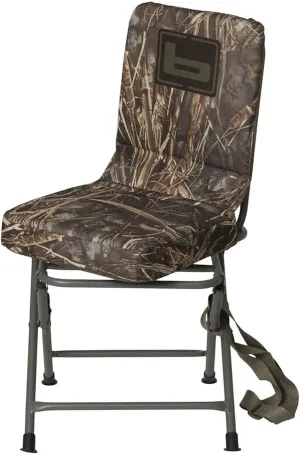 Banded Swivel Blind Chair – 360° Silent Rotation, Adjustable Legs, Padded Seat for Hunting (Realtree Max-7, Regular)