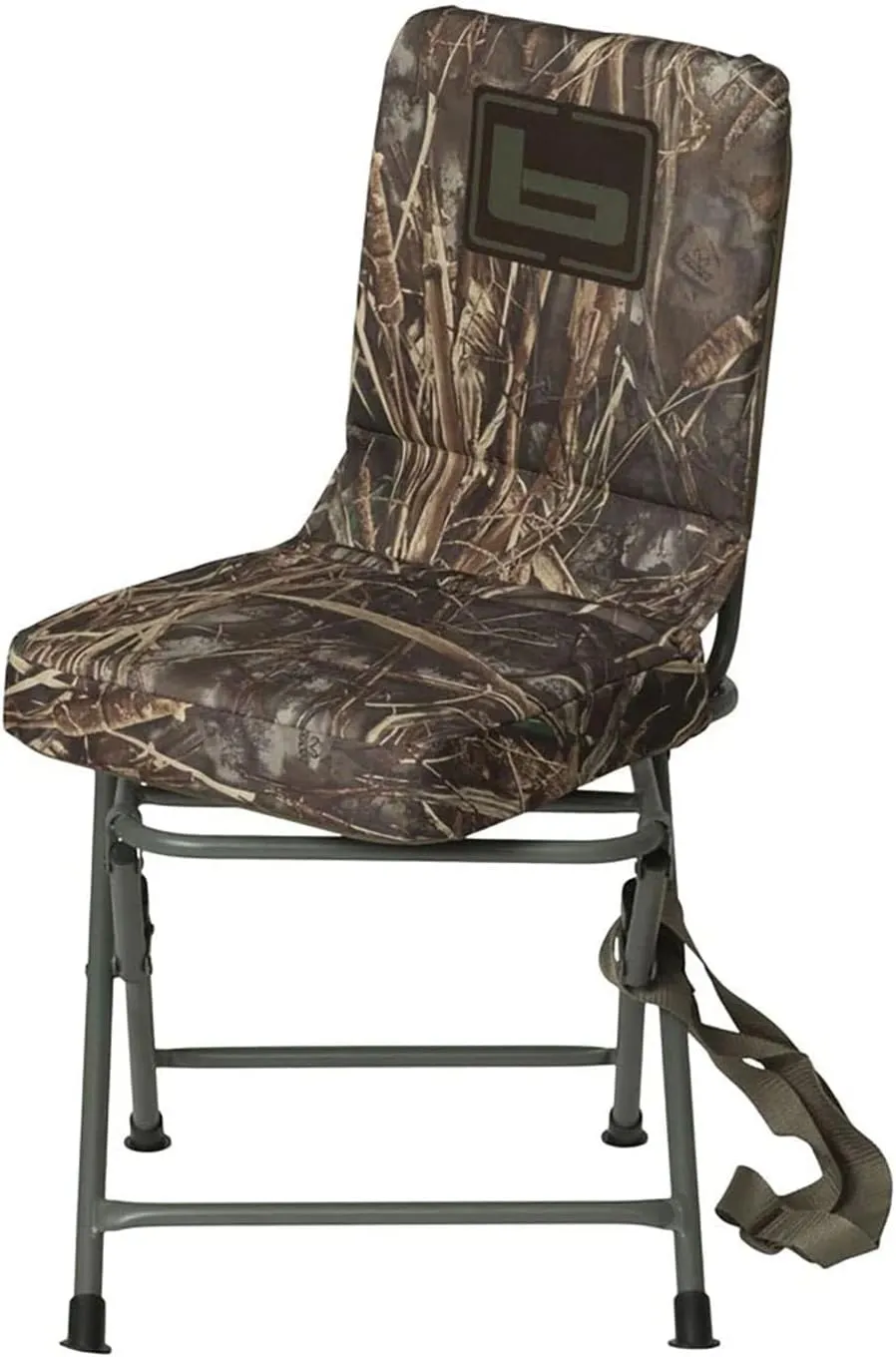 Banded Swivel Blind Chair – 360° Silent Rotation, Adjustable Legs, Padded Seat for Hunting (Realtree Max-7, Regular)
