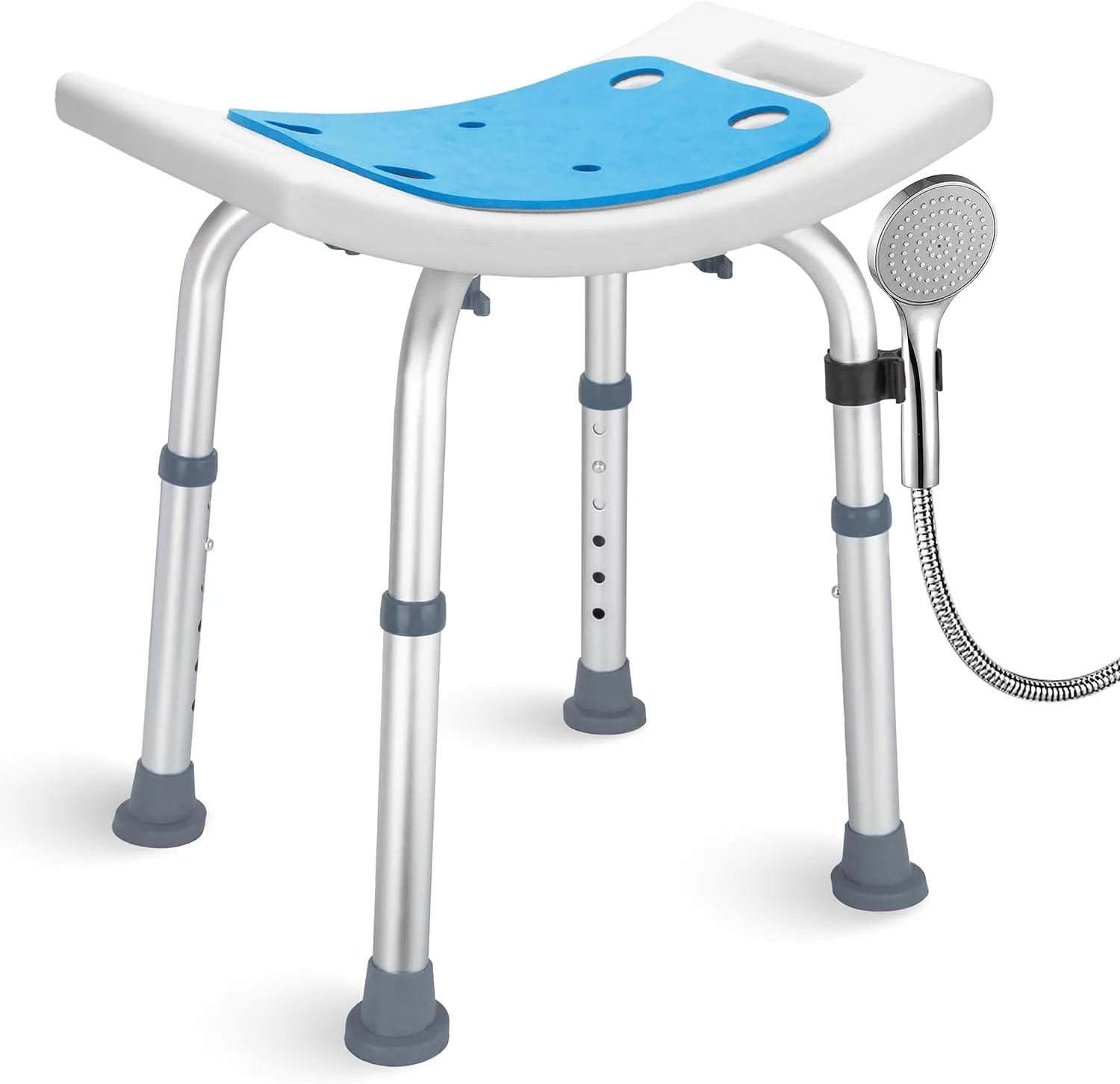 Bath Seat Bathroom Bathtub Shower Chair Stool for Adults,FSA/HSA Compliant Seniors and Disabled, Elderly Tub Transfer Bench for Inside Shower (Grey, Round Foot Mats)