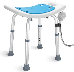 Bath Seat Bathroom Bathtub Shower Chair Stool for Adults,FSA/HSA Compliant Seniors and Disabled, Elderly Tub Transfer Bench for Inside Shower (Grey, Round Foot Mats)