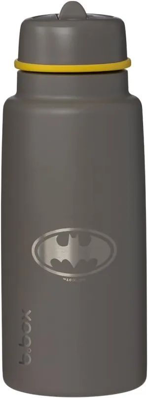 Batman by b.box 34oz Triple Insulated Kids Water Bottle w/Stainless Steel Straw. Keeps Drinks Cold up to 46 Hours. Flip-top, Leak-Proof Tumbler with Lid & Straw for Travel, Gym & School