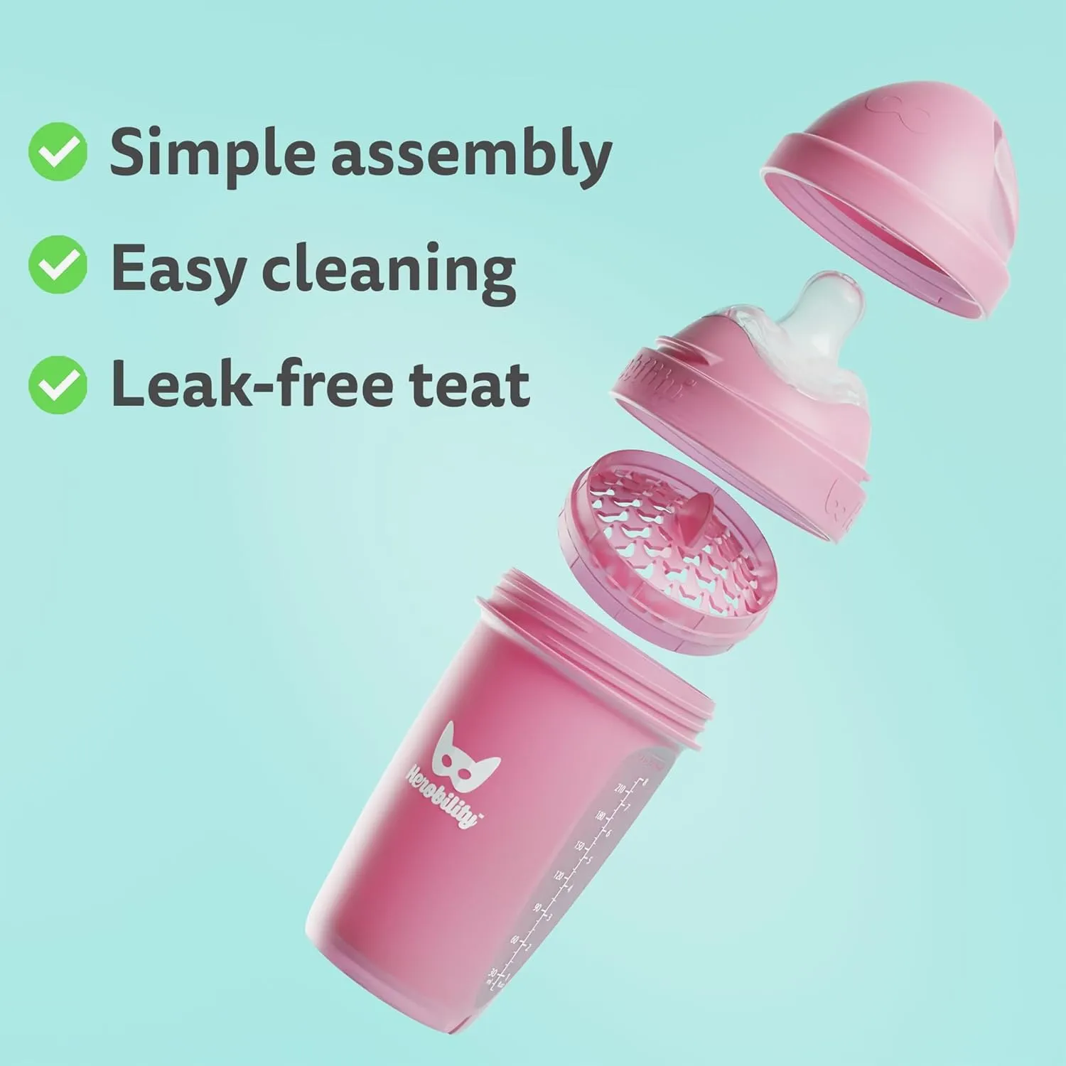 Batman DC Comics - Herobility Double Anti-Colic Baby Bottles – 5 fl oz/140ml – 3-Pack