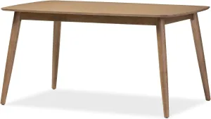Baxton Studio Edna Mid-Century Dining Table French Oak Light Brown Finishing Wood Dining Table
