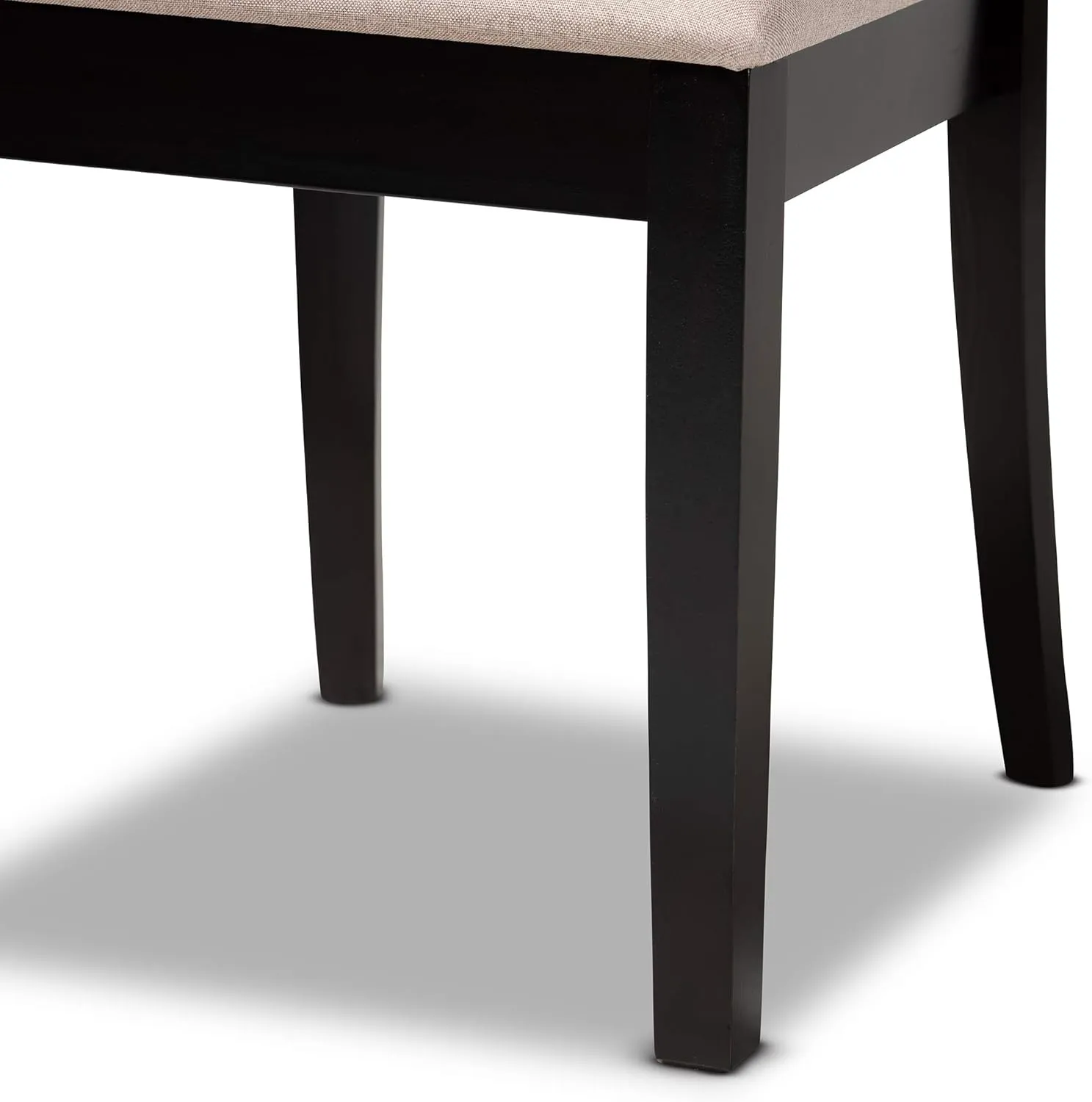 Baxton Studio Minette 2-Piece Dining Chair Set - Sand Fabric Upholstered, Espresso Brown Finished Wood