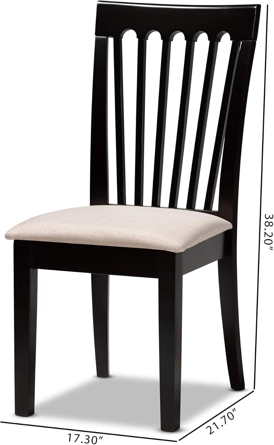 Baxton Studio Minette 2-Piece Dining Chair Set - Sand Fabric Upholstered, Espresso Brown Finished Wood