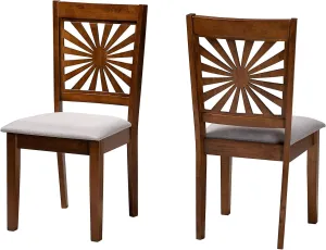 Baxton Studio Olympia Modern Grey Fabric and Walnut Brown Finished Wood 2-Piece Dining Chair Set