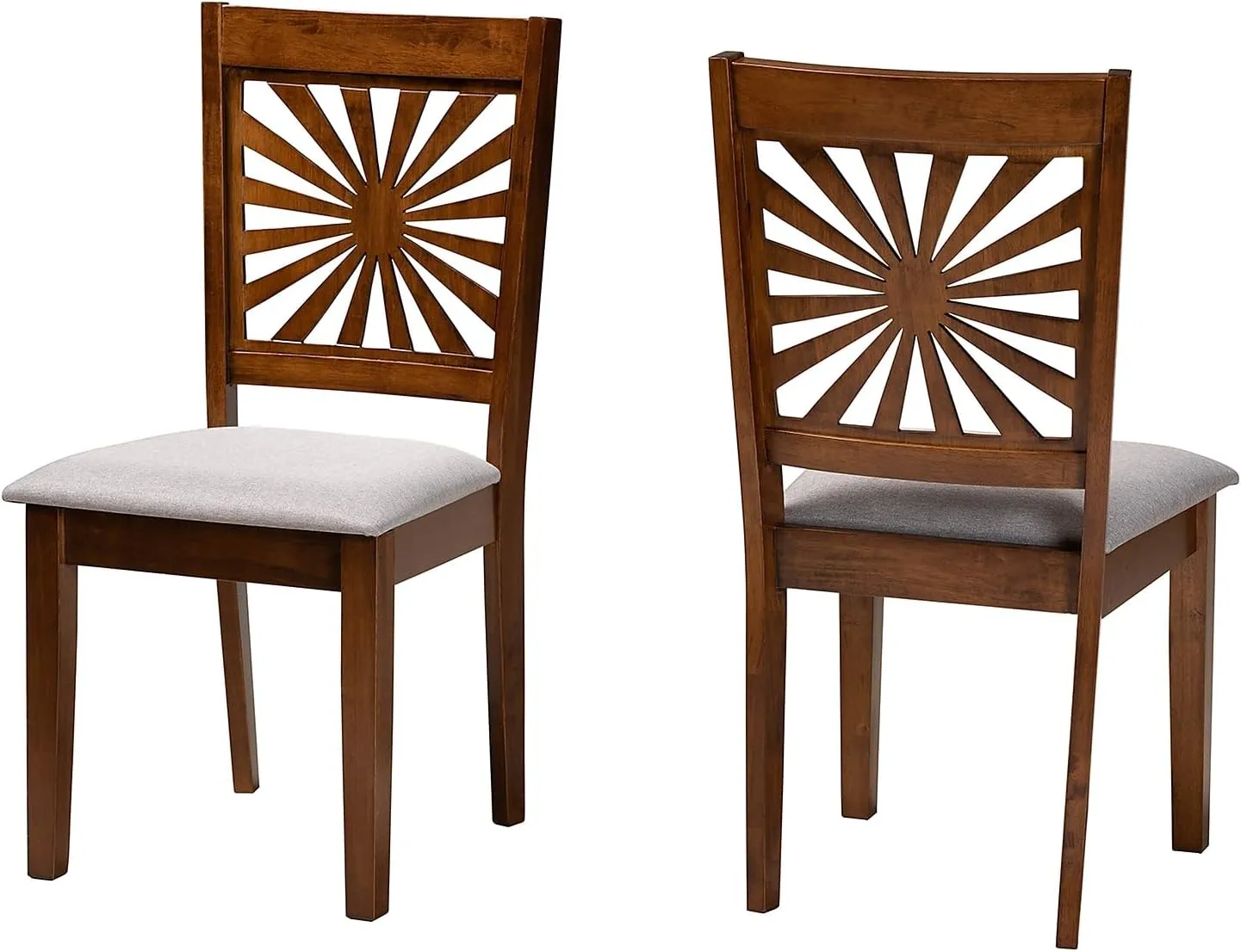 Baxton Studio Olympia Modern Grey Fabric and Walnut Brown Finished Wood 2-Piece Dining Chair Set