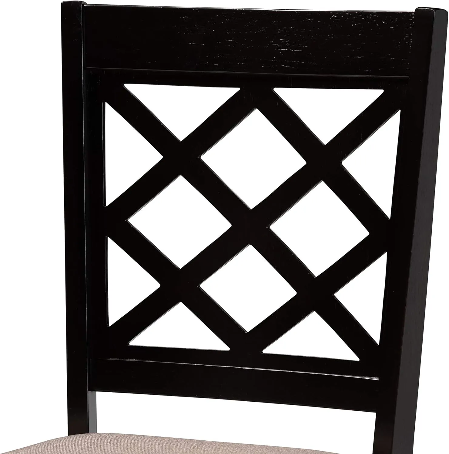 Baxton Studio Verner 2-Piece Wood Dining Chair Set - Sand Fabric Upholstered, Dark Brown Finished