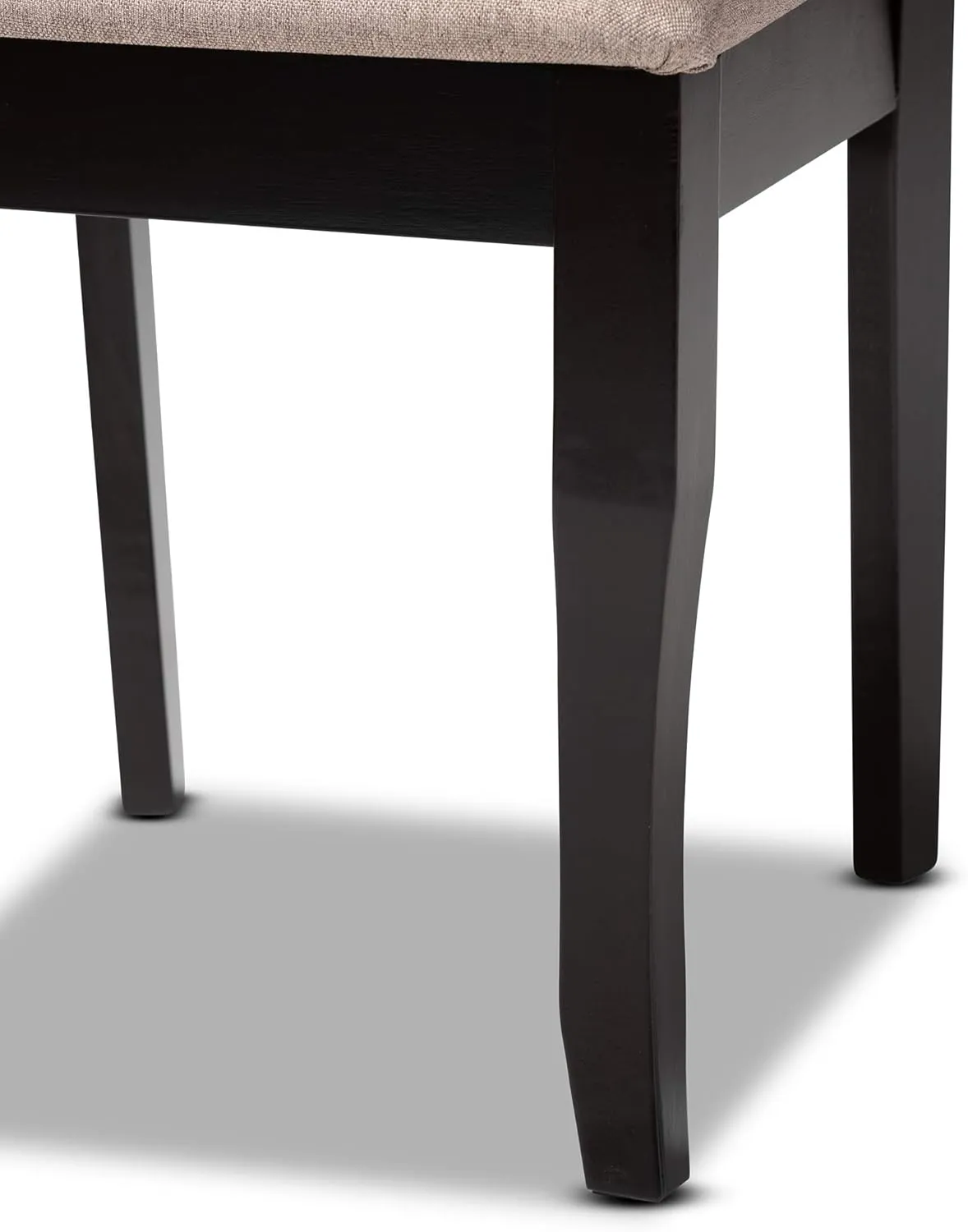 Baxton Studio Verner 2-Piece Wood Dining Chair Set - Sand Fabric Upholstered, Dark Brown Finished