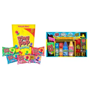 Bazooka Candy Brands Lollipop Suckers 18 Count Variety Box   Ring Pop 20 Count Party Pack – Assorted Flavors