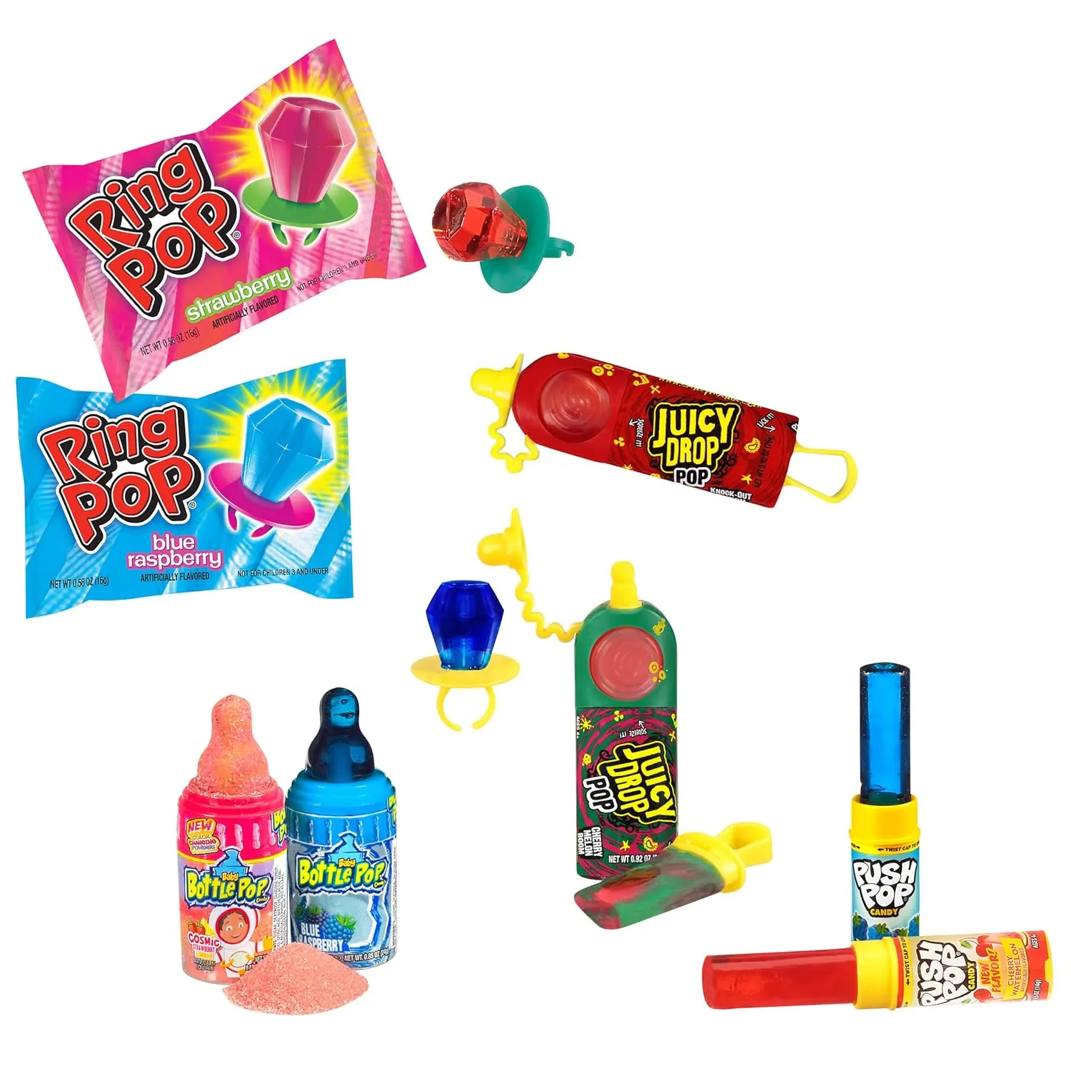 Bazooka Candy Brands Lollipop Suckers 18 Count Variety Box   Ring Pop 20 Count Party Pack – Assorted Flavors