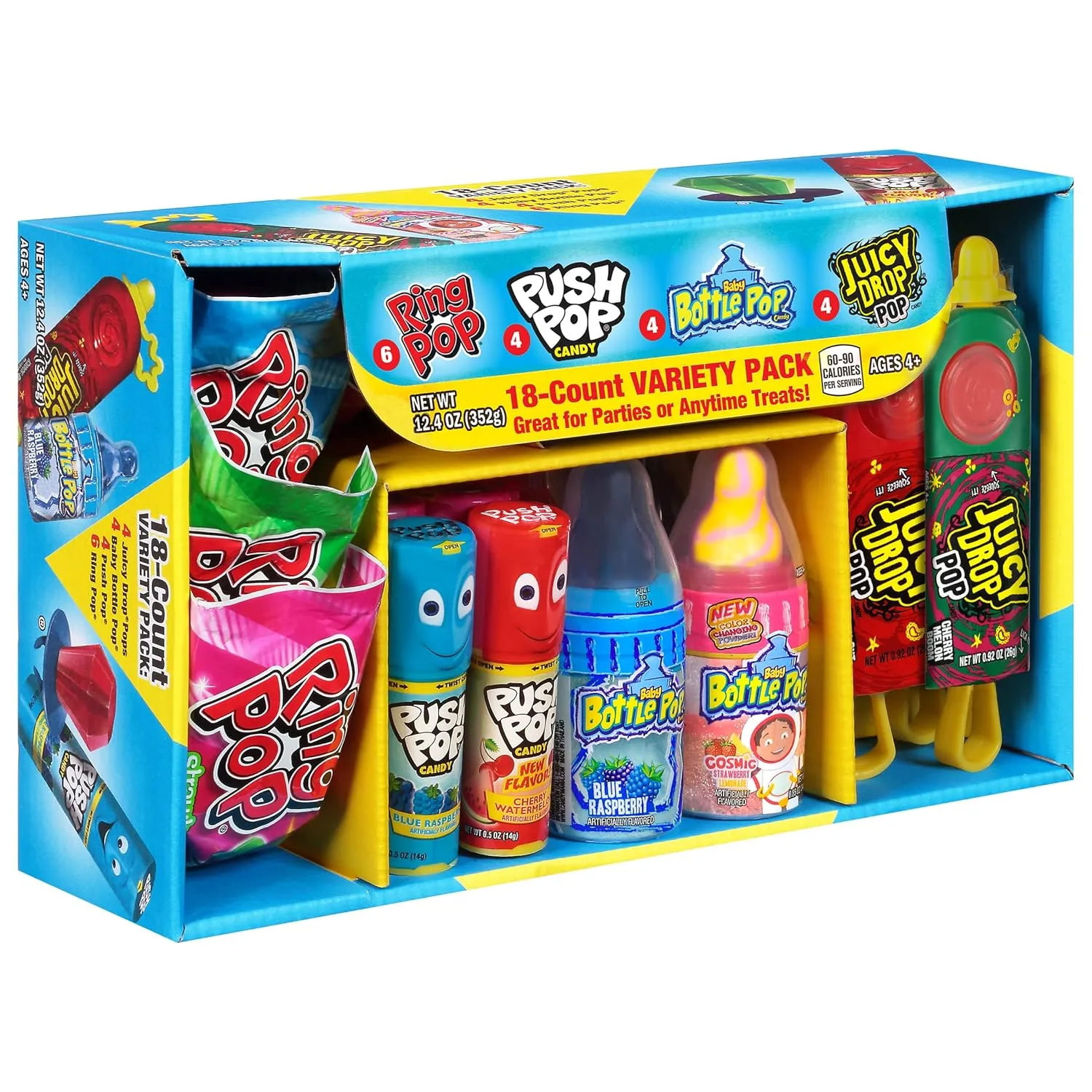 Bazooka Candy Brands Lollipop Suckers 18 Count Variety Box   Ring Pop 20 Count Party Pack – Assorted Flavors
