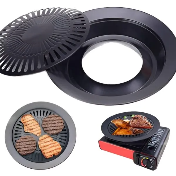 BBQ Grill Frying Pan Non-stick Korean Traditional Cast Iron Grill Pan 32cm