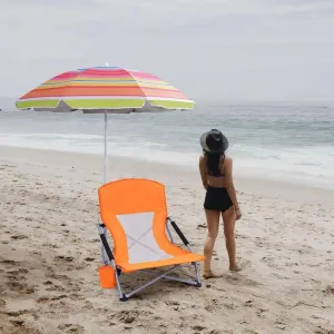 Beach Chair, Beach Chair and Umbrella, Folding Beach Chair, Beach Chairs for Adults 1-Pack Orange