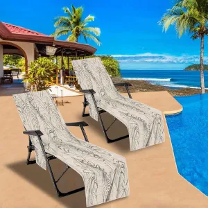 Beach Chair Covers Set of 2 Vintage Floral and Tropical Leaves Patternpalm Trees in Beach Chair Cover with Side Pockets for Sun Lounger Pool Sunbathing
