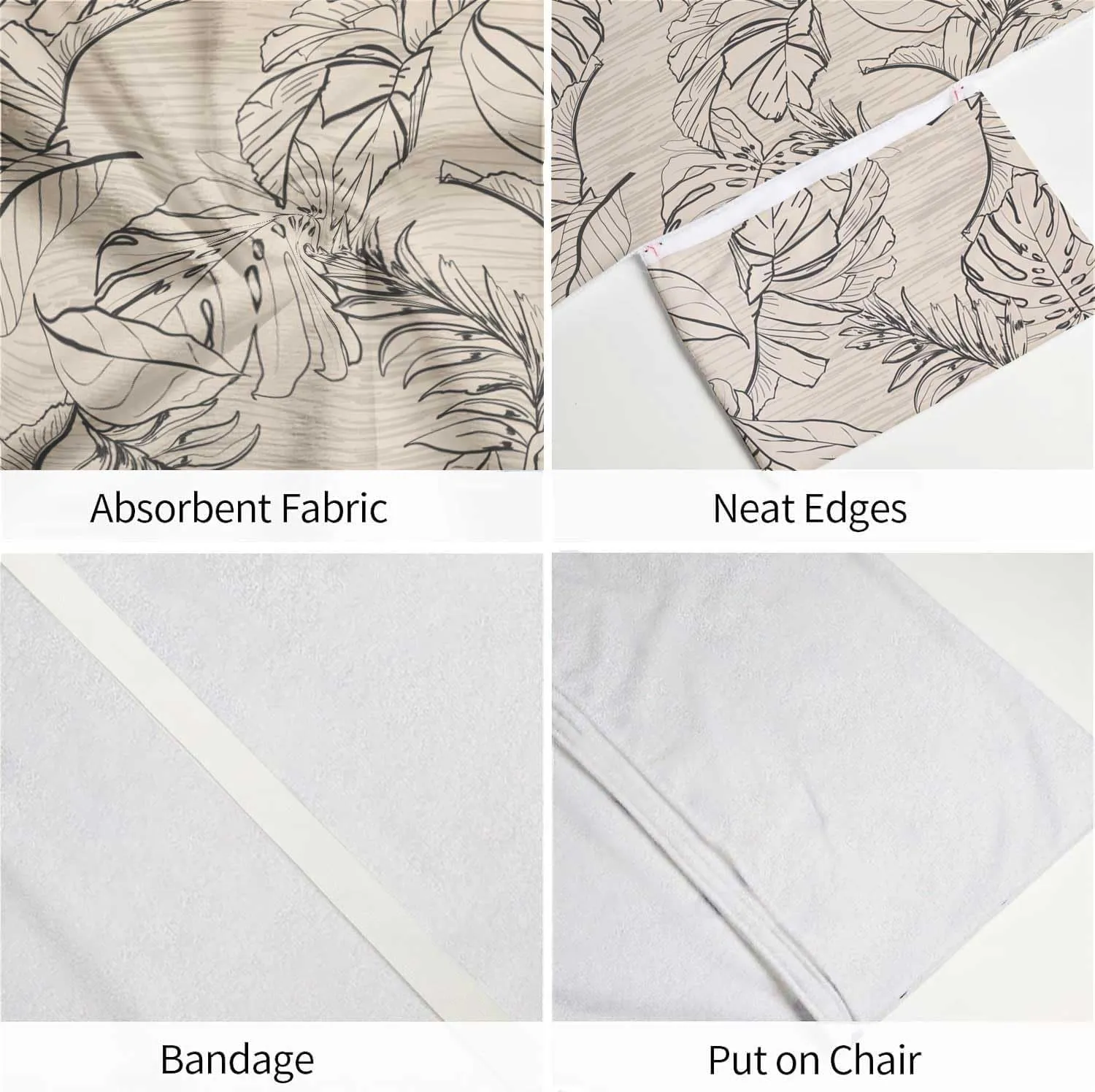 Beach Chair Covers Set of 2 Vintage Floral and Tropical Leaves Patternpalm Trees in Beach Chair Cover with Side Pockets for Sun Lounger Pool Sunbathing