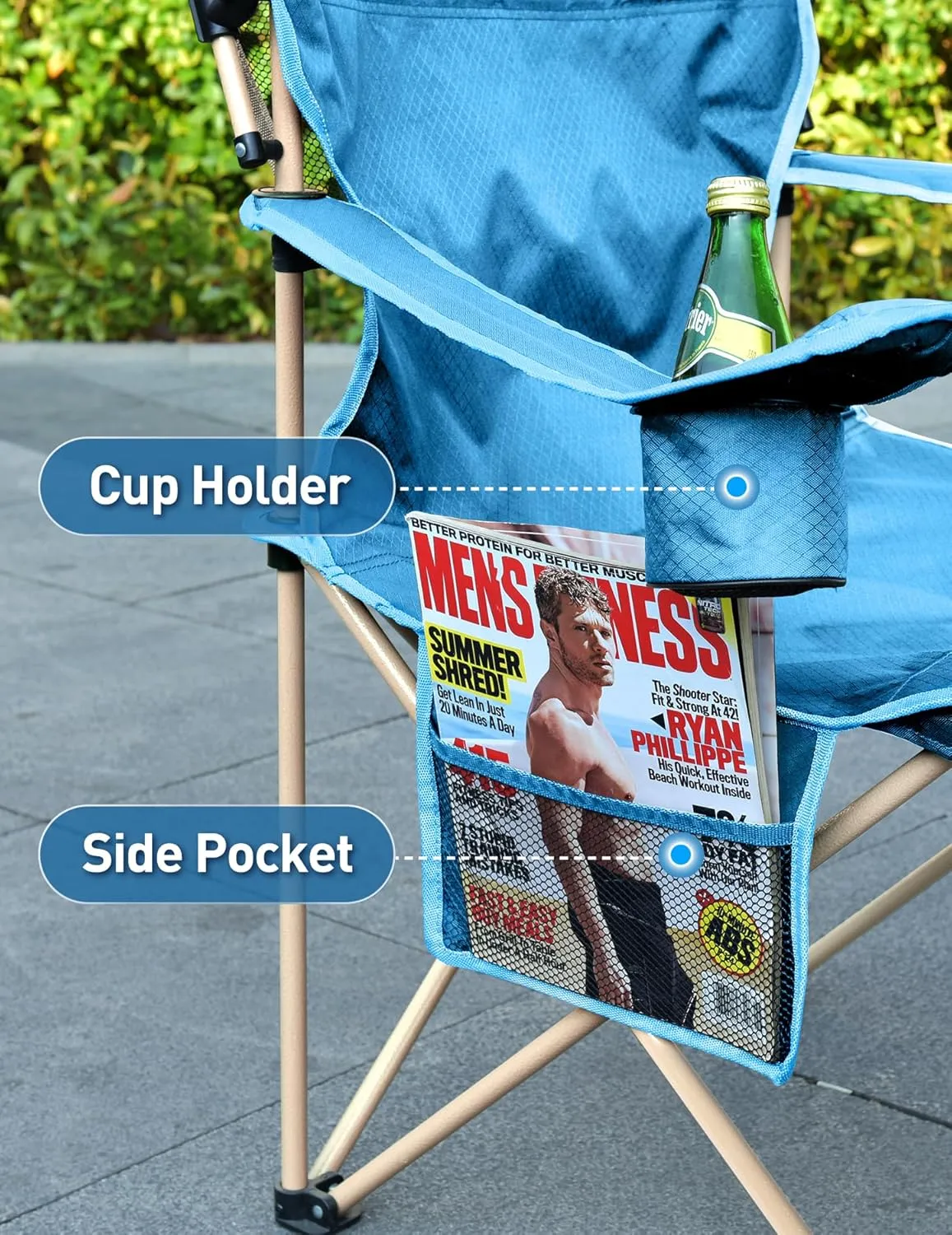 Beach Chair with Canopy Shade, Folding Camping Chair with Canopy with Cup Holder, Side Pocket for Camp, Beach, Tailgates, Fishing - Support 330 LBS