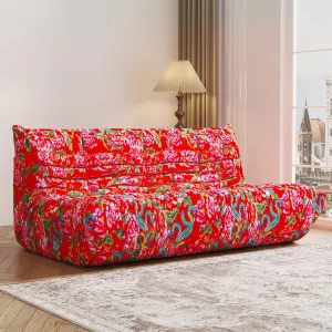 Bean Bag Chair, 3-Seater Bean Bag Chair, Upgraded Lazy Floor Sofa Couch for Adult, Large Fireside Beanbag Chair with High-Resilience Foam, Living Room, Apartment, Office,Bedroom(Flower, 3-Seater)