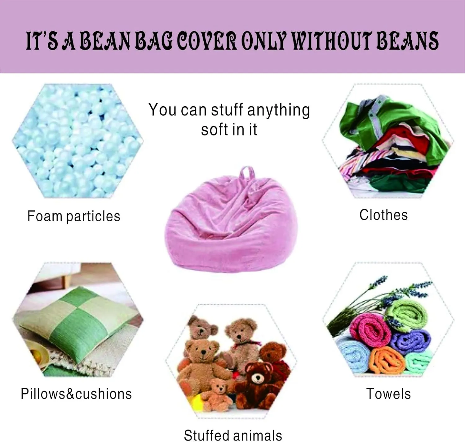 Bean Bag Chair Cover (No Filler), 4ft Fluffy Washable Large Bean Bag Chairs Cover for Adults for Living Room Bedroom Furniture