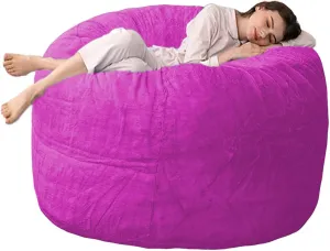 Bean Bag Chair Cover (No Filler), 4ft Fluffy Washable Large Bean Bag Chairs Cover for Adults for Living Room Bedroom Furniture