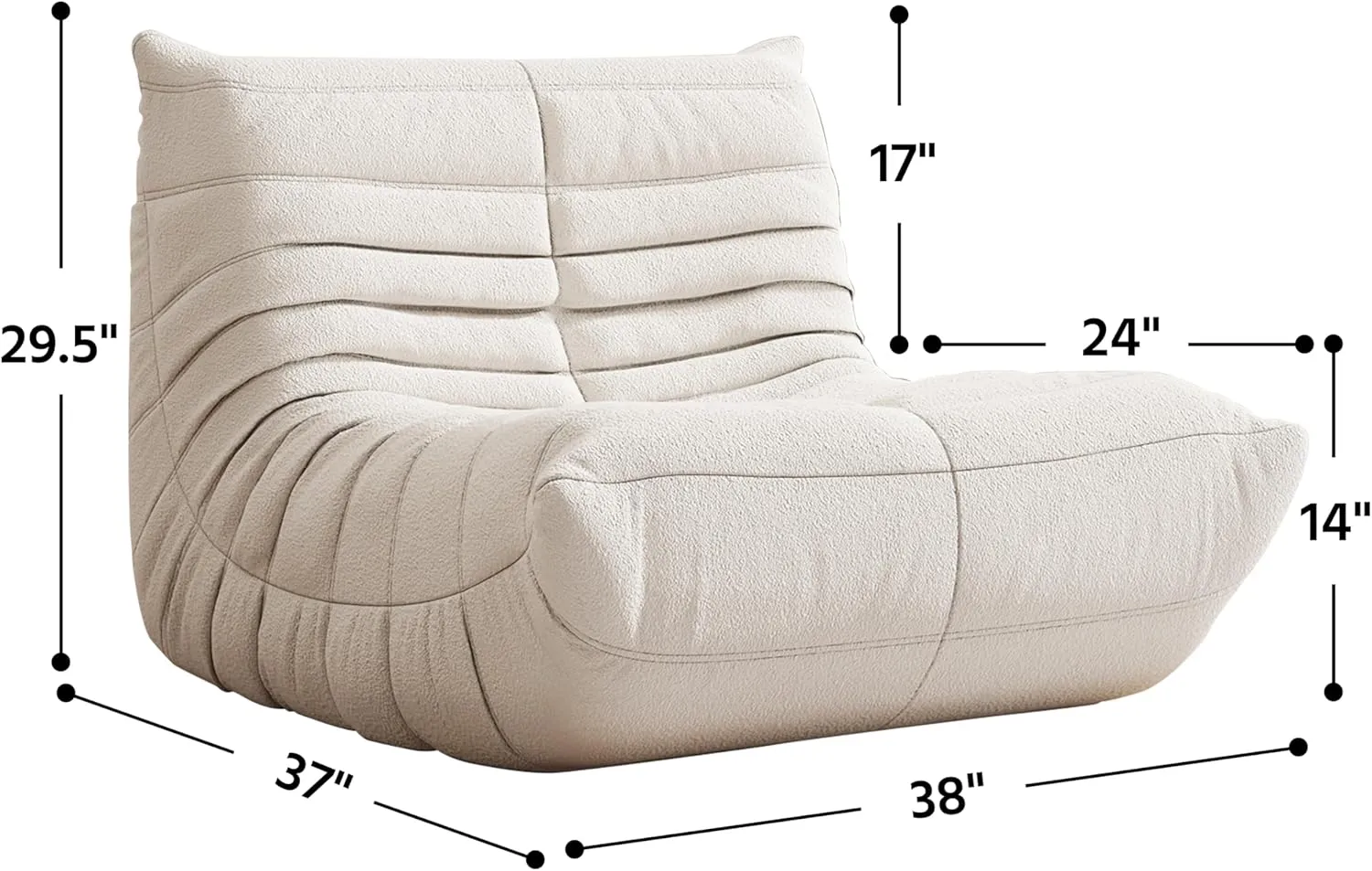 Bean Bag Chair, Fireside Chair, Large Bean Bag Chair for Adults, Bean Bag Chairs for Teens with High-Resilience Foam, Non-Slip Base Floor Lounge Sofa,Living Room (Beige, Single)