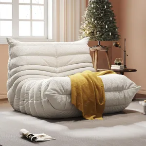 Bean Bag Chair, Fireside Chair, Large Bean Bag Chair for Adults, Bean Bag Chairs for Teens with High-Resilience Foam, Non-Slip Base Floor Lounge Sofa,Living Room (Beige, Single)