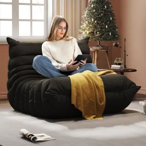 Bean Bag Chair, Fireside Chair, Large Bean Bag Chair for Adults, Bean Bag Chairs for Teens with High-Resilience Foam, Non-Slip Base Floor Lounge Sofa,Living Room (Black, Single)