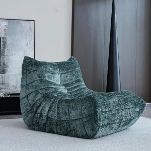 Bean Bag Chair for Adults, Modern Chenille Fabric Fireside Chair Lazy Floor Sofa Chair High-Density Foam Sofa Corner Couch for Living Room Bedroom Office, Single, Green